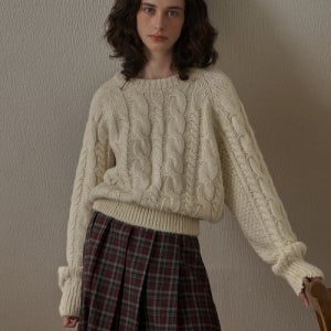 [위드아웃썸머] 로빈 케이블 니트_아이보리 케이블니트_아이