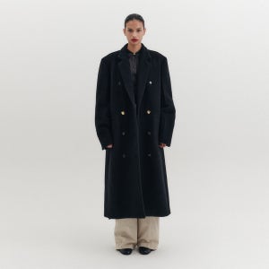 [잉크] 테일러드 벨티드 롱 코트 - 블랙