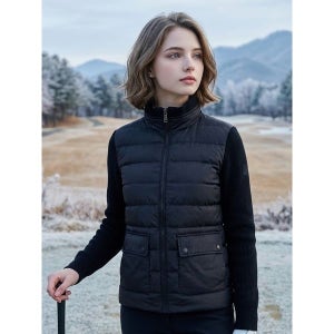 [맥케이슨]  여성 니트 하이브리드 구스다운 패딩점퍼 블랙 MDW4JD602BLK