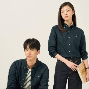 [백화점 정품] 빈폴 멘 25SS [Essential] 남녀공용 옥스퍼드 솔리드 셔츠 - 그린 (BC5764E05M)