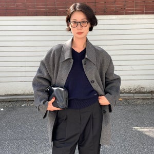 몽돌 캐시미어 울 핸드메이드 하프 코트 MDCT013GRAY