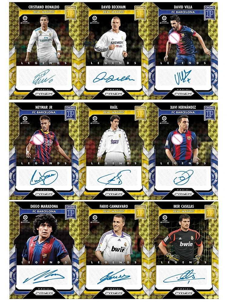 PANINI 9PCS 축구 스타 카드 수제 DIEGO MARADONA NEYMAR JR FABIO CANNAVARO RAUL 서명 Collectible Cards  05 10