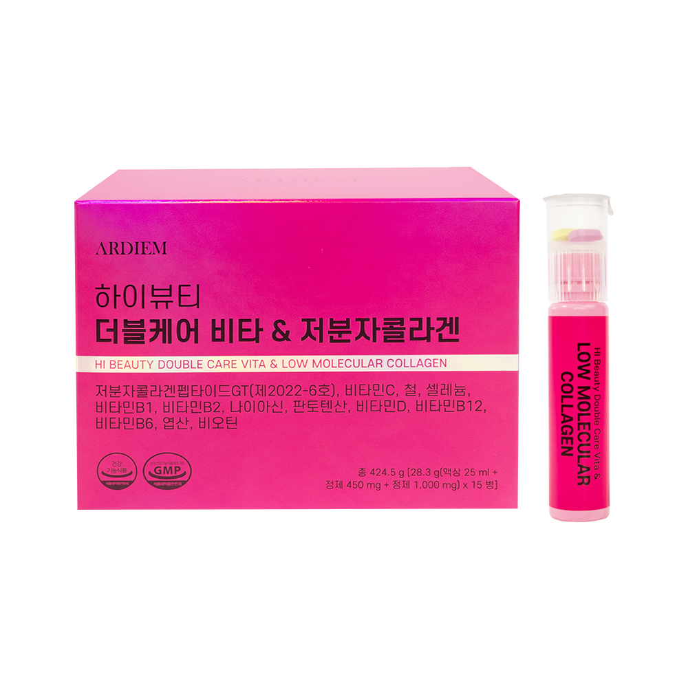 아르디엠 더블케어 비타 앤 저분자 <b>콜라겐</b> (액상 25ml + 정제 450mg + 정제 1000mg) x 15개입, 1개