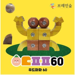 브레인숲 우드파파 기어블럭 60 유치원 어린이집 학원 교습 교구 단체 창의력