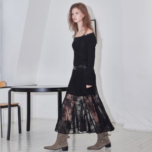 [오앨] FLOWER LACE SLIP LONG DRESS_BLACK