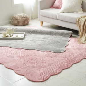 [루나앤슬립] (점보특대형)워싱 장모 극세사 목화솜 자수 퀼팅 카페트 2개 TV상품