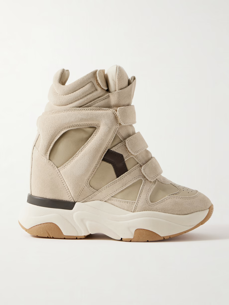 이자벨마랑 스니커즈 ISABEL MARANT Balskee leather and suede high-top wedge sneakers 46376663162937014