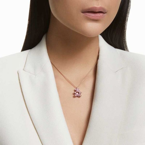SWAROVSKI Teddy 펜던트 - 곰, 핑크, 18K 로즈 골드 피니시