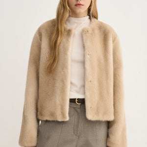 [SJSJ] 밍크 퍼 칼라리스 드로우스트링 자켓 / SJ2F9FOT103W_LE