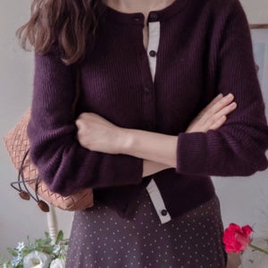 [LABEL] 클래빈스 배색테잎 럭스라쿤 부드런 가디건 [size:F(55~66)]