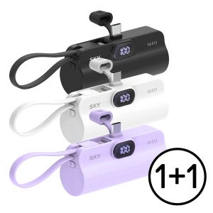 [인기🎁커플템] 1+1 스카이 필 2in1 LED 일체형 도킹형 미니 보조배터리 C타입 5000mAh X13 휴대용 보배
