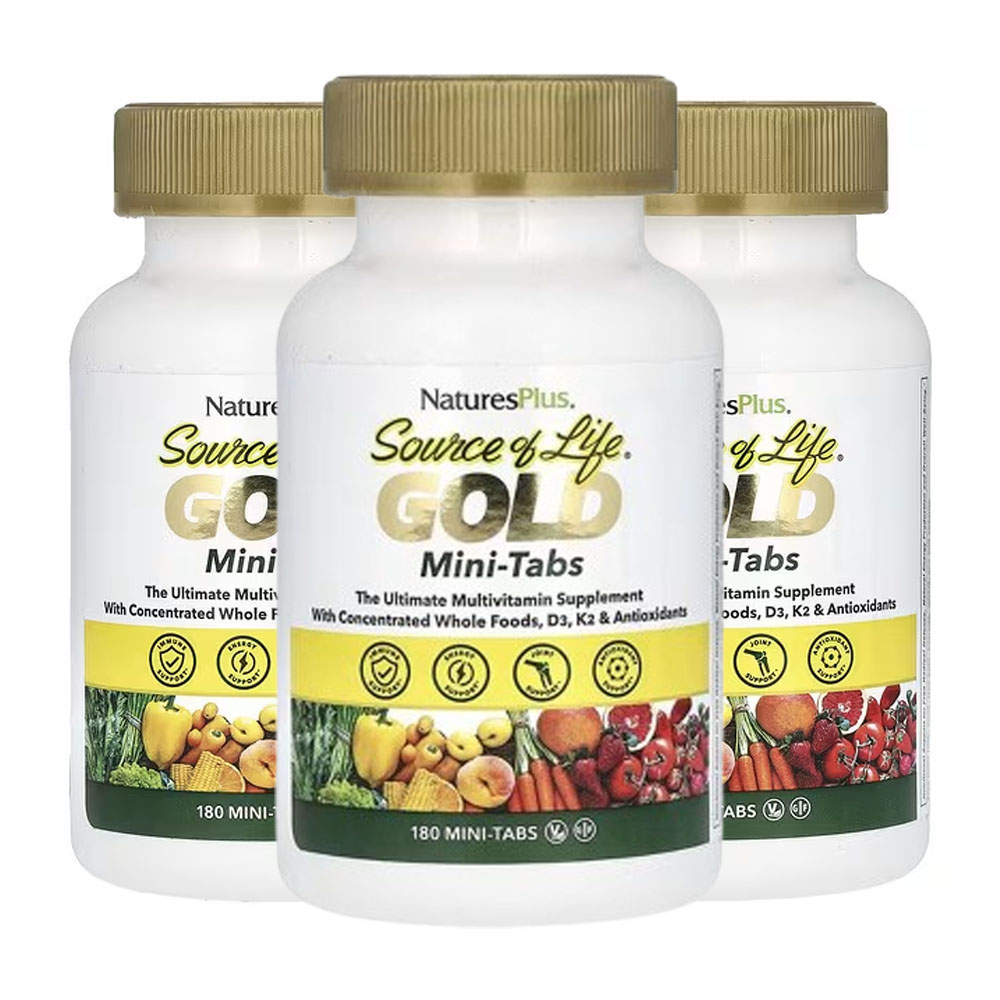 네이쳐스플러스 <b>소스 오브 라이프 골드 미니</b> 정제 농축 천연 식품이 함유된 궁극의 종합비타민 보충제  3개  180정