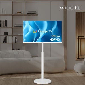 [와이드뷰티비] 와이드무빙뷰 화이트에디션 유압식 높이조절삼탠바이미[V3] 셋트 40인치 FHD TV 구글 스마트 티비 중소바이미