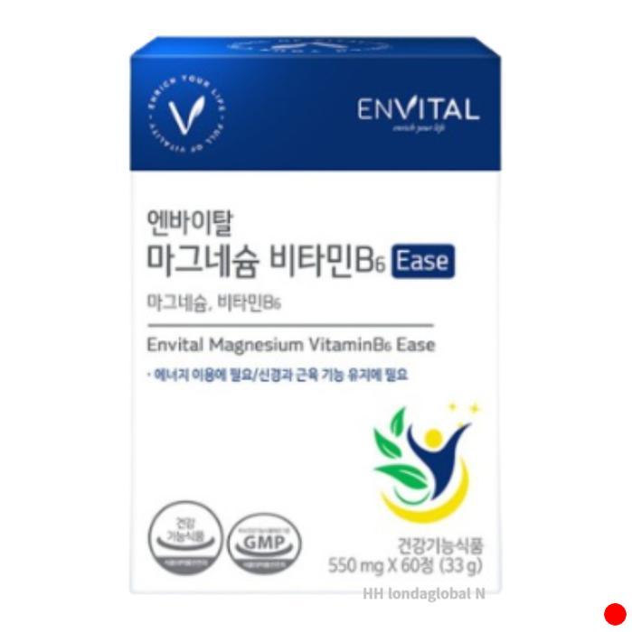 엔바이탈 <b>엔바이탈 마그네슘</b> 비타민B6 신경 근육 에너지 60정