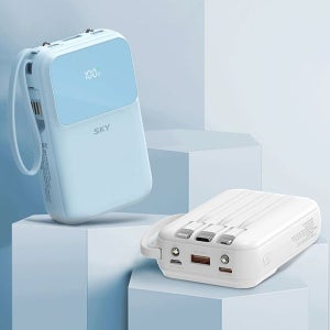 [🚀오늘출발] 스카이 필 5in1 고속충전 22.5W 미니 일체형 10000mAh 보조배터리 LCD 배터리 잔량표시 랜턴겸용 U10PD C타입 8핀 5핀 도킹형 휴대용 무선