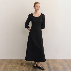 [오브베이지] SILHOUETTE TWEED DRESS_BLACK