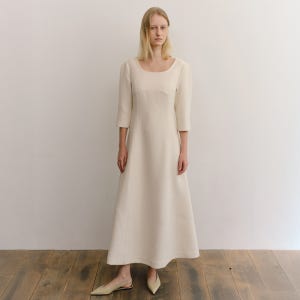 [오브베이지] SILHOUETTE TWEED DRESS_CREAM IVORY_OE3C2MOP93CIV