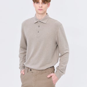 [닥스 남성] [스테디셀러] 베이지 로고자수 면혼방 긴팔카라티셔츠 WMTS4DC31I2