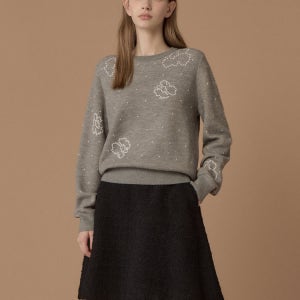 [질스튜어트 뉴욕 여성] 그레이 울혼방 자수디테일 니트 JSSW5D400G2