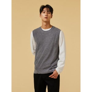 [자주] 멜란지 그레이 남 메리노울 블렌디드 니트 베스트 J312403005