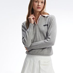 [먼데이플로우] 셔츠 레이어드 니트 탑_그레이 F6ROXX00031