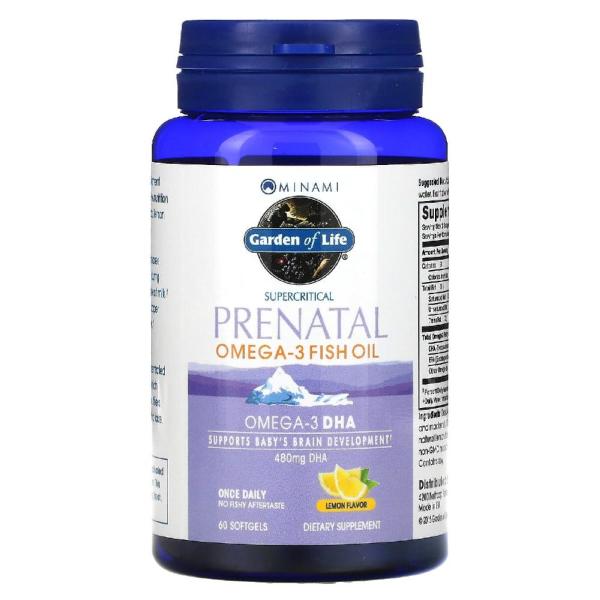 마이애미뉴트리션 <b>프리네이탈 오메가3</b> 피쉬오일 Prenatal Omega3 레몬맛 60정