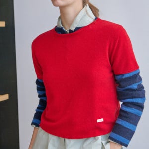 [아위] HALF SLEEVE ROUND NECK KNIT_RED XAFF9-WSW070_250
