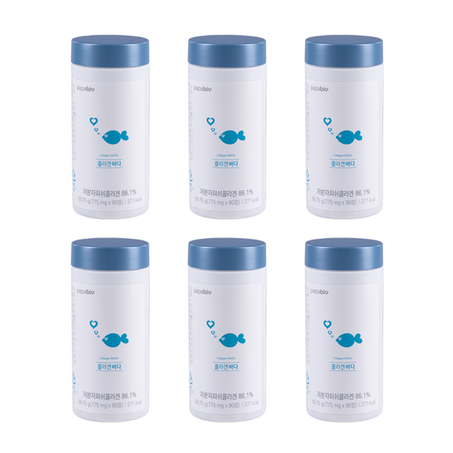 [파파비오] 저분자 <b>피쉬콜라겐</b> 펩타이드 <b>콜라겐</b>바다 고함량 <b>콜라겐</b> 1일 2,000mg 6박스(6개월분)