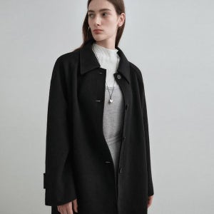 [몽돌] 캐시미어 울 핸드메이드 하프 코트 블랙 MDCT013BLACK