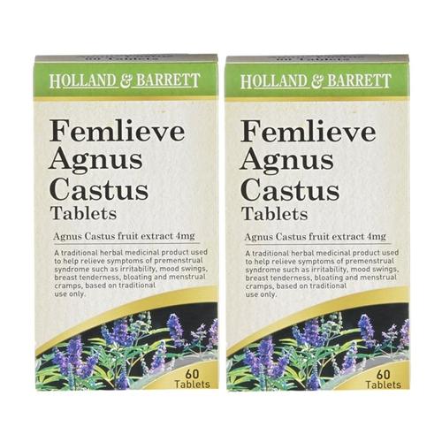 영국 H&amp;B 홀렌드바렛 <b>아그누스 카스투스</b> 추출물 4mg 60정 x 2팩