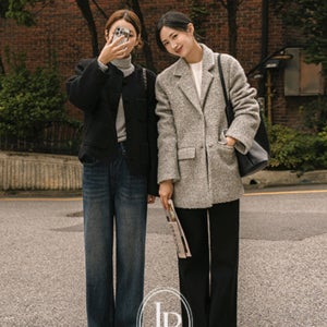 [JUST BETTER] 마레 부클 하프코트[6OA0912NN,코트,자켓,하프코트,부클,누빔,가을,겨울,미디기장,포켓,카라넥,테일러드카라넥]