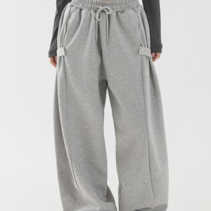 스냅 커브드 벌룬 스웨트 팬츠 (멜란지)