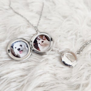 사진 로켓팬던트 써지컬스틸 포토액자 열리는 목걸이 원형, 플로바덴 메모리얼