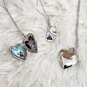 사진 로켓팬던트 써지컬스틸 포토액자 열리는 목걸이 하트, 플로바덴 메모리얼