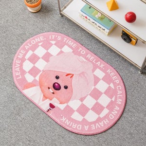 [한빛카페트] 잔망루피 체커보드 타원형 미니러그 욕실 침실 발매트