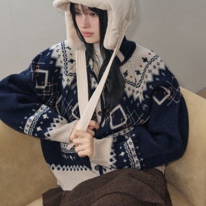 [레더리] 노르딕 아가일 울 후디 가디건 [3COLOR]