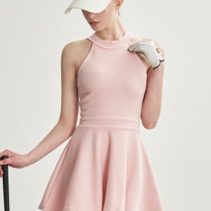 줄리스 슬림 라인 홀터넥 원피스 FM05OP100 핑크