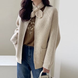 커링 울 니트 가디건