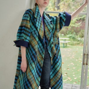 [이태리수입소재] 울혼방 유니크 체크 배색 코트 MK12CT200HJY