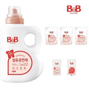 비앤비 [보리보리]비앤비 섬유유연제 자스민 1500ml 용기형 1입+1500ml 리필형 3입+증정품 800ml 2입(유연제 1 세제 1)