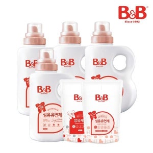 비앤비 [보리보리]비앤비 섬유유연제 자스민 1500ml 용기형 4입+증정품 800ml 2입(유연제 1 세제 1)