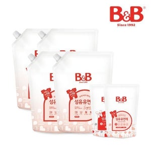 비앤비 [보리보리]비앤비 유아 세탁 섬유유연제 자스민 1500ml 리필형 4입+증정품 800ml 2입(유연제 1 세제 1)