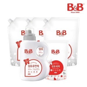 비앤비 [보리보리]비앤비 섬유유연제 베르가못 1500ml 용기형 1개+섬유유연제 베르가못 리필형 3개입+증정 800ml