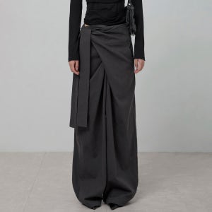 [플레어업] Layered Wrap Trousers (FL-255_Charcoal)