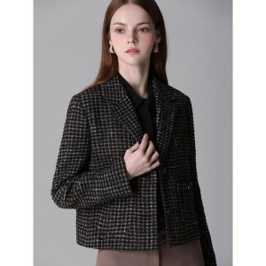 [쉬즈미스]  울 클래식 체크 크롭 재킷 (택가격:498000원)
