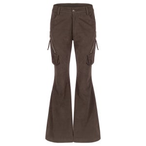 [어나더에이] 로우라이즈 부츠컷 카고팬츠_브라운 LOW-RISE BOOTSCUT CARGO PANTS_Brown