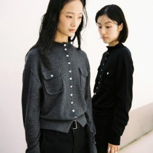[로우타이드] TURTLENECK BUTTON CARDIGAN [CHARCOAL] LK3C2MCD91CHC