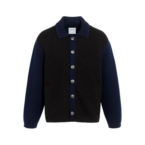 BARRIE 컬러 블록 버튼 가디건 C318948 214 BLACK/BLUE 블랙 여성
