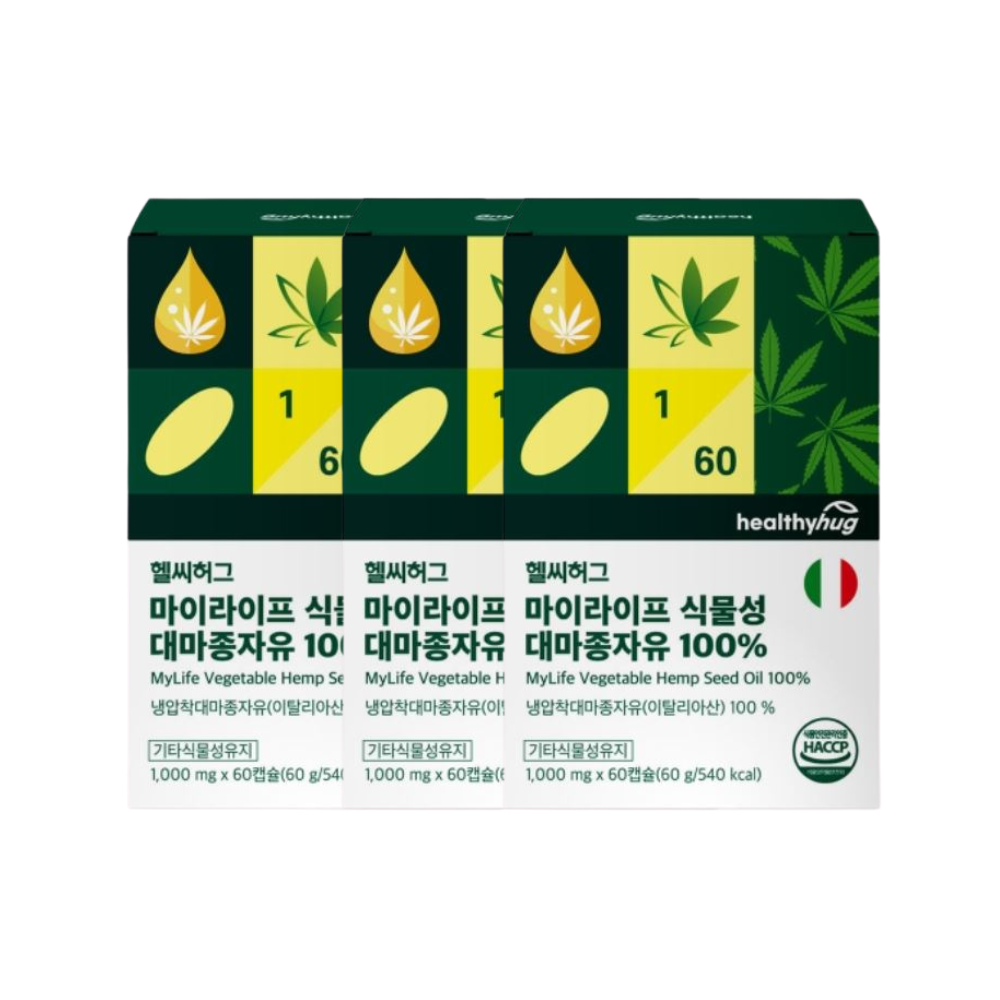 [<b>항염증</b>] 이너랩스 헬씨허그 마이<b>라이프</b> 대마종자유 1000mg 식물성 오일  3개  60정