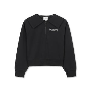 [디스커버리키즈 공식몰] 여아 세미크롭 반집업 맨투맨 (블랙) DKTR91056-BKS